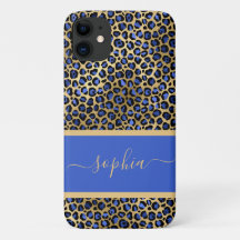 Modern Gold and Royal Leopard Print Personalized