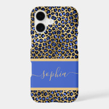 Modern Gold and Royal Leopard Print Personalized