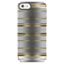 Modern Gold And Silver Gray Stripes Pattern Clear iPhone SE/5/5s Case