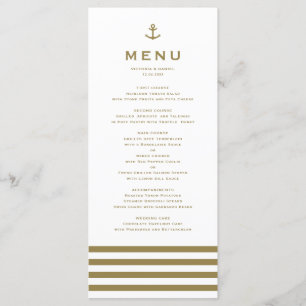 Modern Gold and White Anchor Nautical Wedding Menu