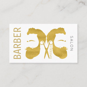 Modern gold and white barber shop next appointment business card