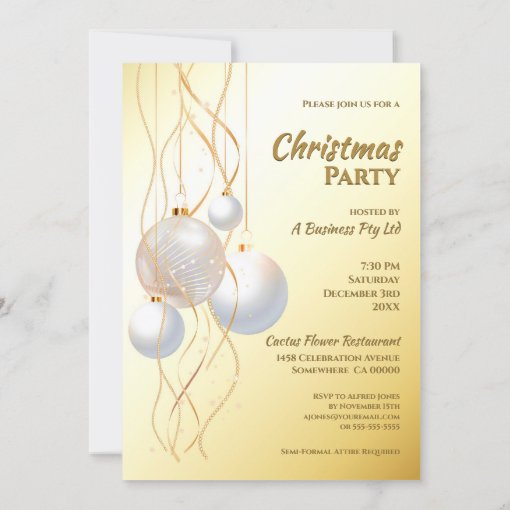 Modern Gold and White Christmas Party Invitation | Zazzle