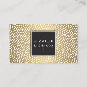 Modern Gold and White Confetti Dots Business Card