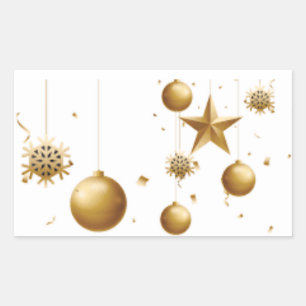 **MODERN GOLD AND WHITE DECOR** CHRISTMAS RECTANGULAR STICKER