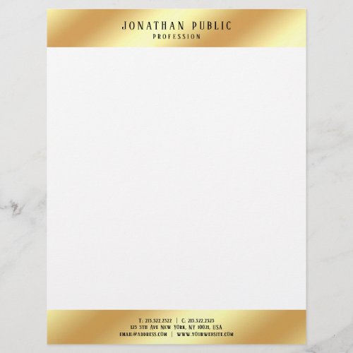 Modern Gold And White Elegant Simple Template Letterhead