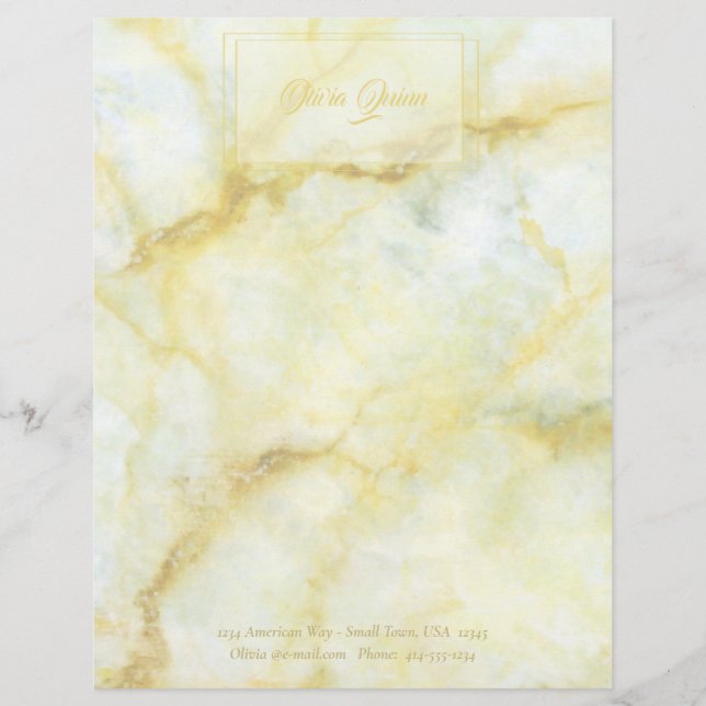 Modern Gold and White Marble Letterhead (Front)