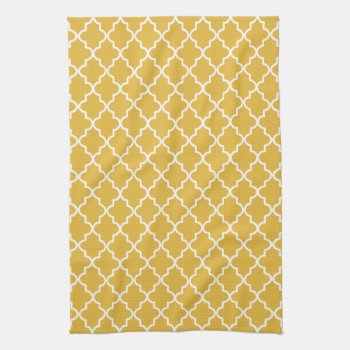 Modern Gold And White Moroccan Quatrefoil Towel by cardeddesigns at Zazzle