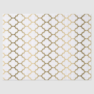 Modern Gold And White Quatrefoil Pattern Tissue Paper