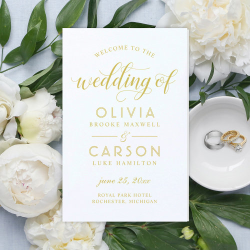 Modern Gold and White Script Wedding Programs