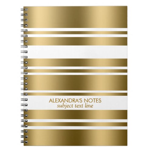 Modern Gold And White Stripes Pattern Notebook
