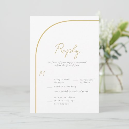 Modern Gold Arch Calligraphy Wedding Meal RSVP