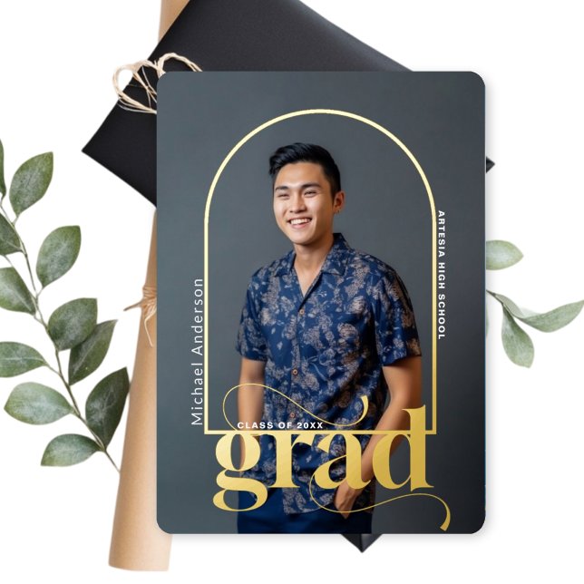 Modern Gold Arch Photo Graduate Announcement (Creator Uploaded)