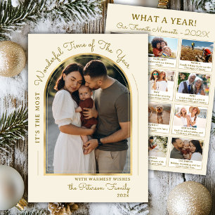 Modern Gold Arch Year in Review 13 Photo Collage Holiday Card
