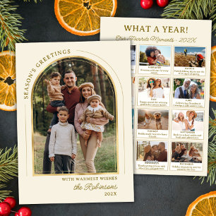 Modern Gold Arch Year in Review 13 Photo Collage Holiday Card