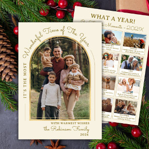Modern Gold Arch Year in Review Photo Collage Holiday Card