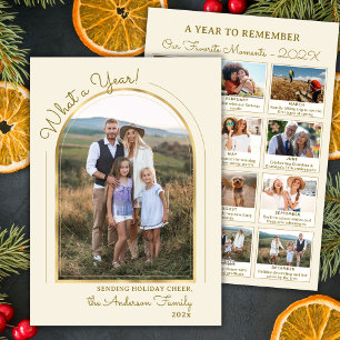 Modern Gold Arch Year in Review Photo Collage Holiday Card