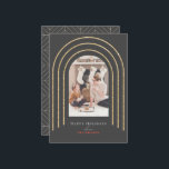 Modern Gold Arches Photo Christmas Dark Gray Holiday Card<br><div class="desc">This modern Christmas holiday card features your photo surrounded by faux/fake gold arches on a dark gray background. The reverse side features a dark gray background with geometric patterns. Personalize it for your needs. You can find matching products at my store.</div>