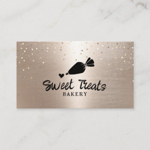 Modern Gold Bakery Cupcake Pastry Cake Business Card