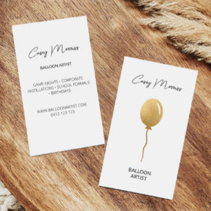 Modern Gold Balloon Artist Business Card