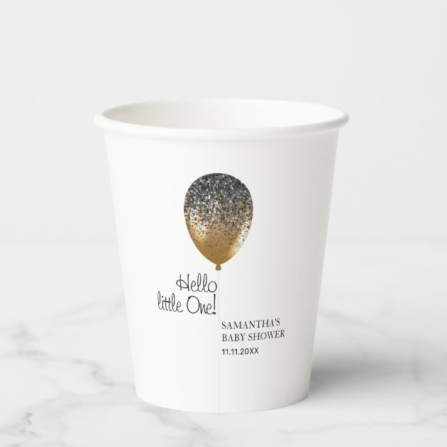 Modern Gold Balloon Baby Shower Paper Cups