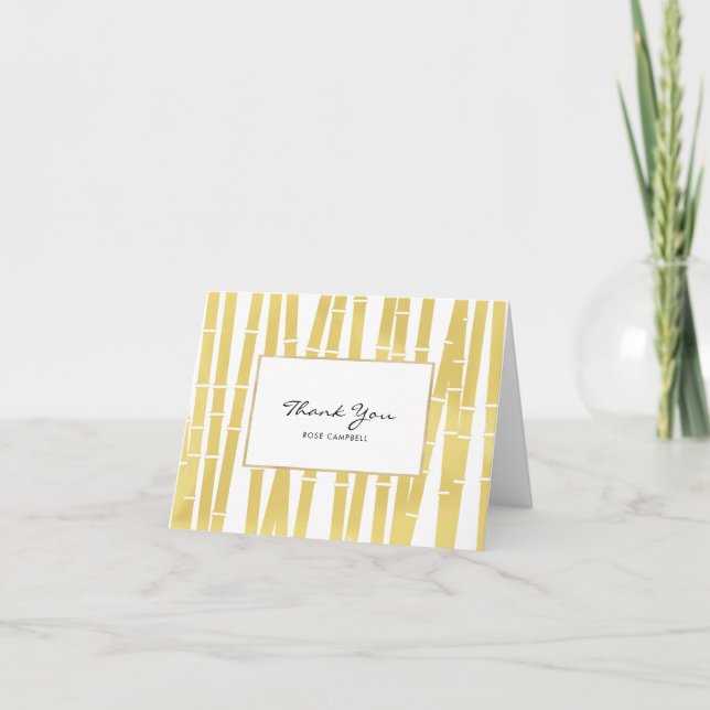Modern Gold Bamboo Grove Thank You Card (Front)