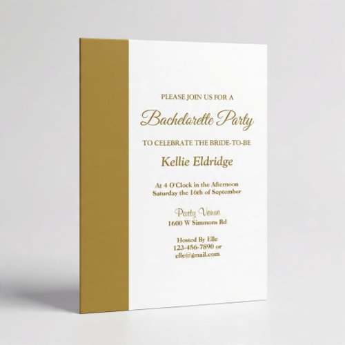 Modern Gold Bar Bachelorette Party Invitation