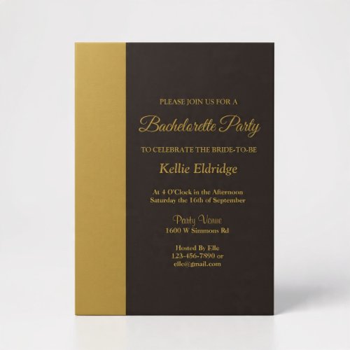 Modern Gold Bar Black Bachelorette Party Invitatio Invitation
