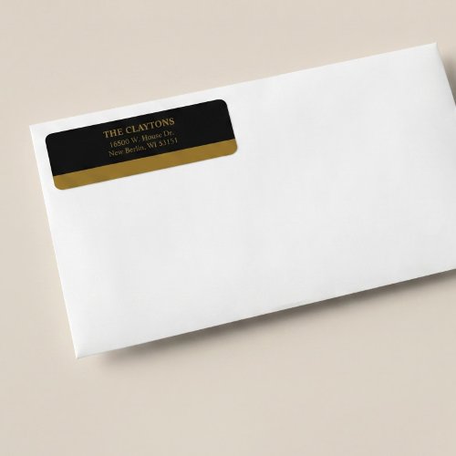 Modern Gold Bar Black Return Address Labels