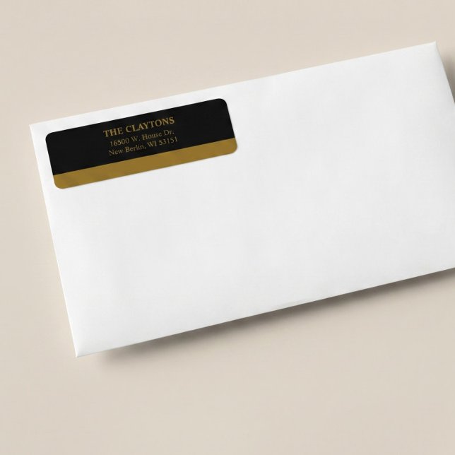 Modern Gold Bar Black Return Address Labels (Creator Uploaded)