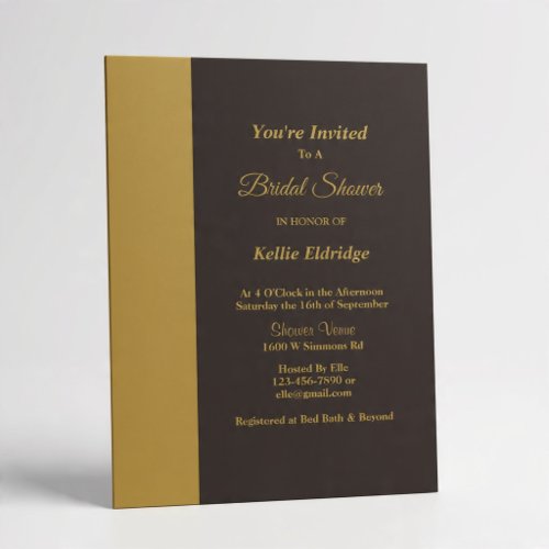 Modern Gold Bar Black Wedding Bridal Shower Invitation