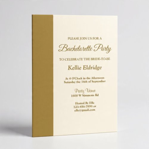 Modern Gold Bar Ivory Bachelorette Party Invitation