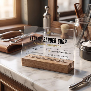 Modern Gold Barber Shop Clear Business Cards