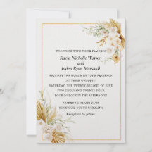 Modern Gold Beach Watercolor Wedding Invitation