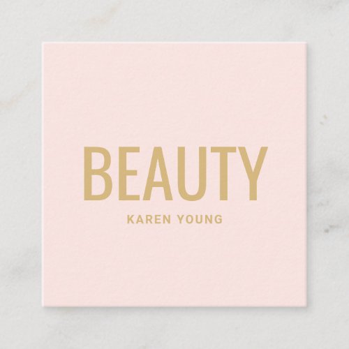 Modern gold beauty salon blush pink white makeup square business card