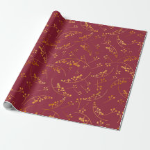 Modern gold berries illustration marsala pattern