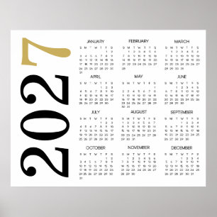 Modern Gold Black 2027 Calendar Poster
