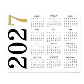 Modern Gold Black 2027 Calendar Poster