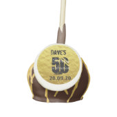 Modern Gold & Black 50th Any Age Birthday Cake Pops (Front)