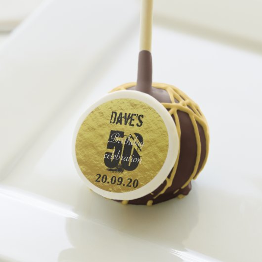 Modern Gold & Black 50th Any Age Birthday Cake Pops (Front Insitu)