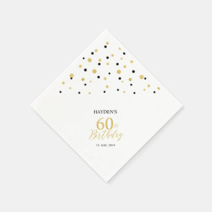 Modern Gold & Black 60th Birthday Party Napkins