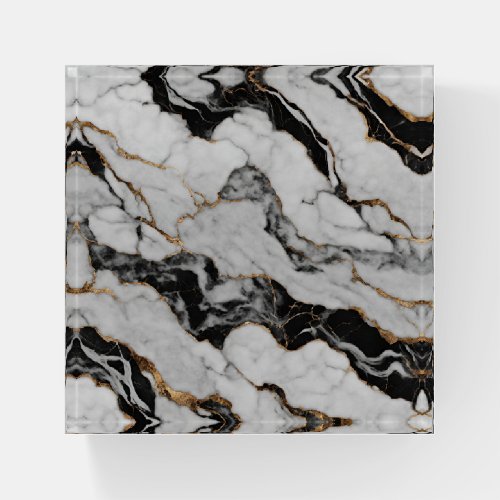 Modern Gold Black and White Marble Paperweight