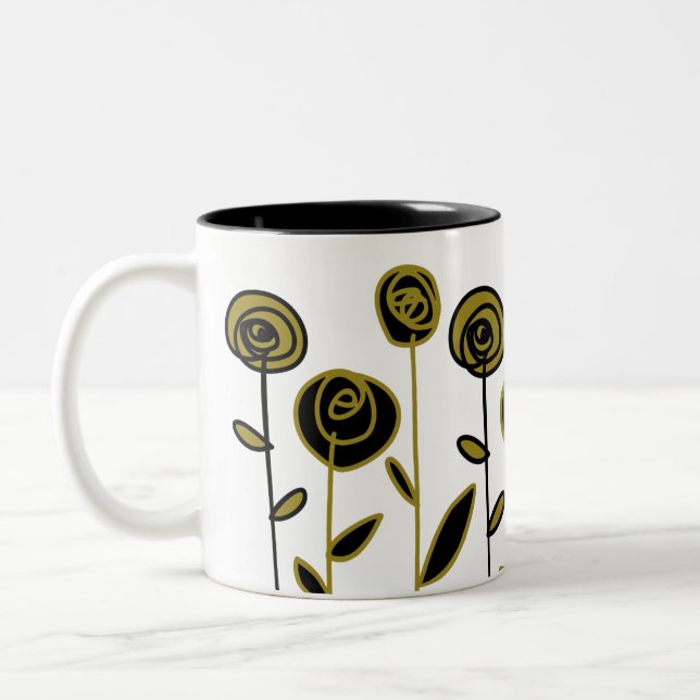 Modern Gold Black and White Two-Tone Coffee Mug (Left)