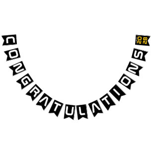 Modern Gold Black Congratulations Graduation Party Bunting Flags