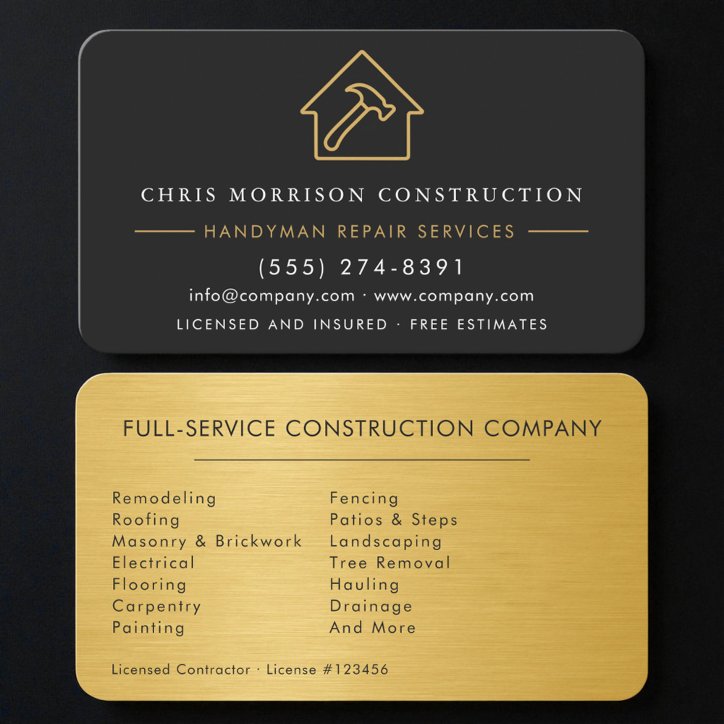 Modern Gold Black Construction Company Business Card