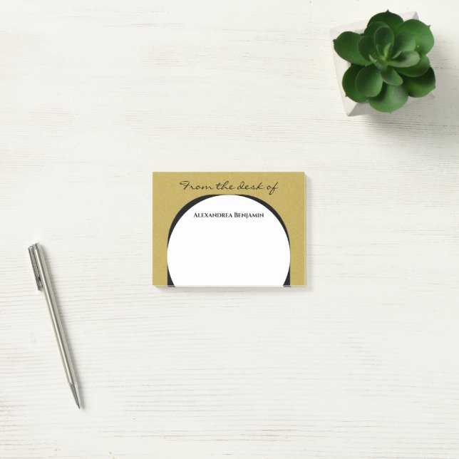 Modern Gold Black Elegant Classy Personalize Post-it Notes (Office)