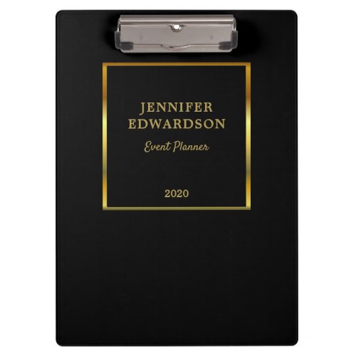 Modern gold black elegant personal business clipboard