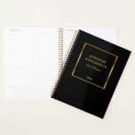 Modern gold black elegant professional business planner<br><div class="desc">Modern elegant black and gold personal, business planner.
Add your own name and text at the front to personalize.</div>