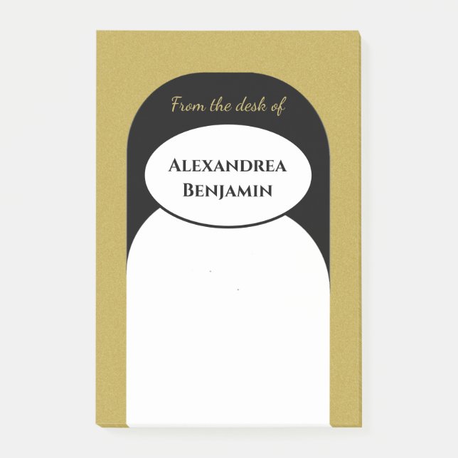 Modern Gold Black Elegant Professional Personalize Post-it Notes (Front)