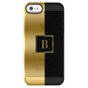 Modern Gold & Black Geometric Design Clear iPhone SE/5/5s Case