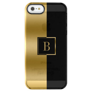 Modern Gold & Black Geometric Design Clear iPhone SE/5/5s Case